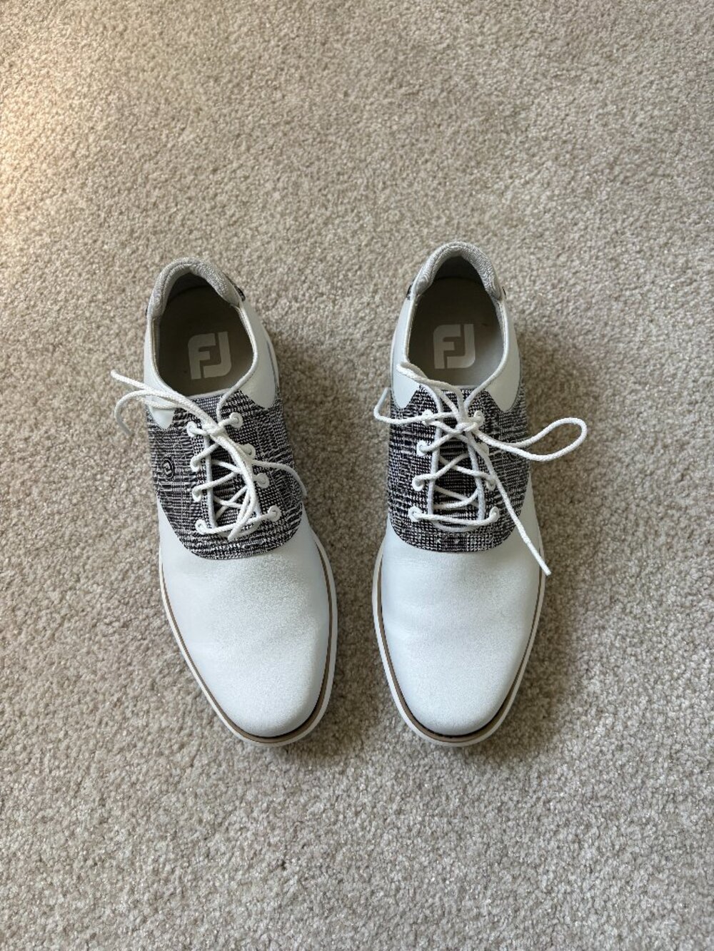 Women's FootJoy Traditions Black & White Gingham Golf Shoes - 9 - Picture 2 of 5